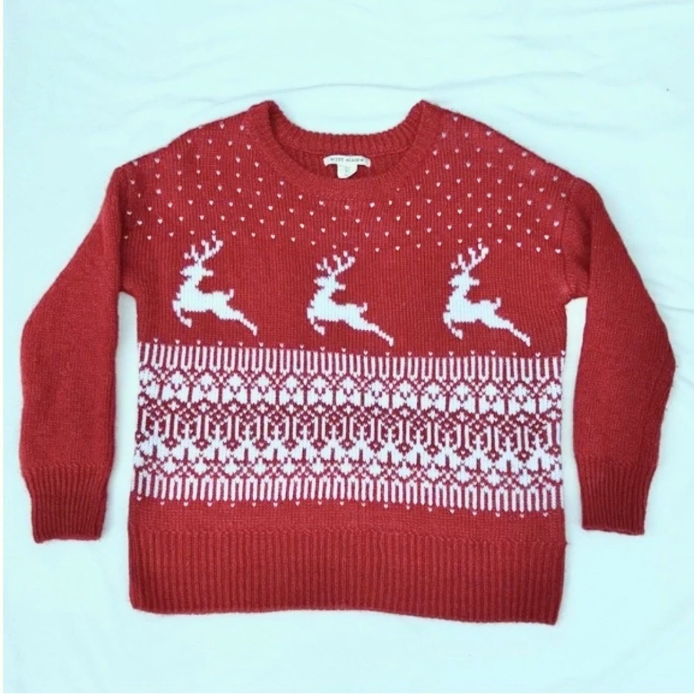 Wool blend reindeer sweater men's S